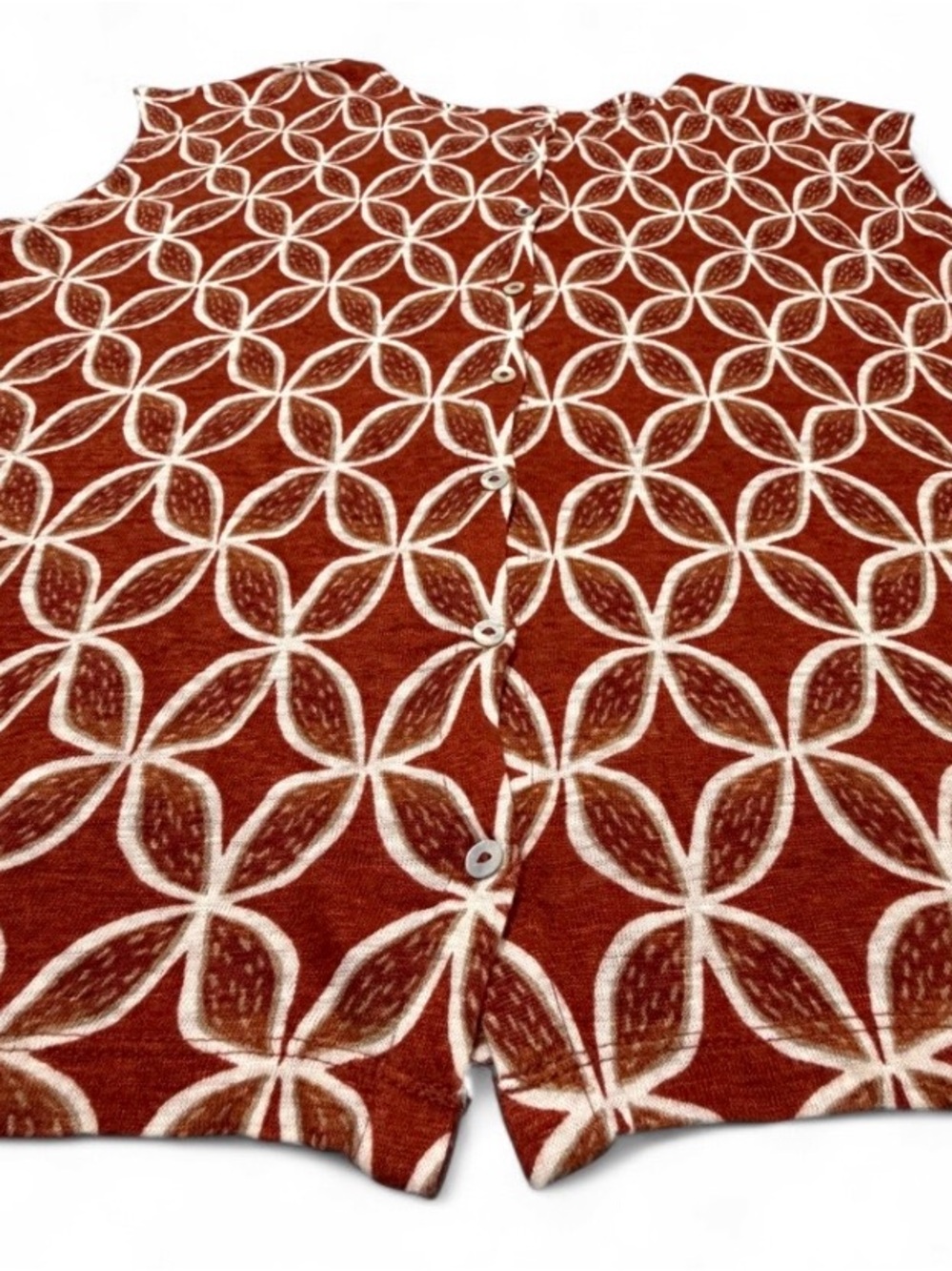 Sigrid Olsen 100% Linen Geometric Art Print-Top -Clay & Cream-Size S-BNWOT-VACAY - Picture 4 of 11